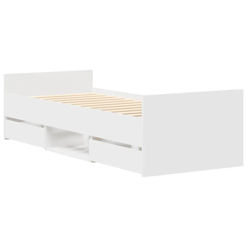 Letto singolo | Letto per adulti | Giroletto con Testiera e Pediera Bianco 90x190 cm - Image 3