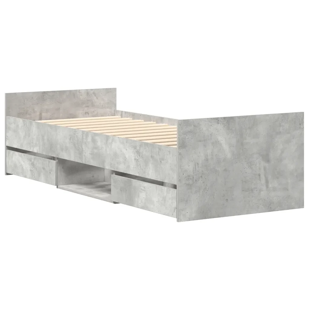 Letto singolo | Letto per adulti | Giroletto con Testiera e Pediera Grigio Cemento 100x200 cm - Image 8
