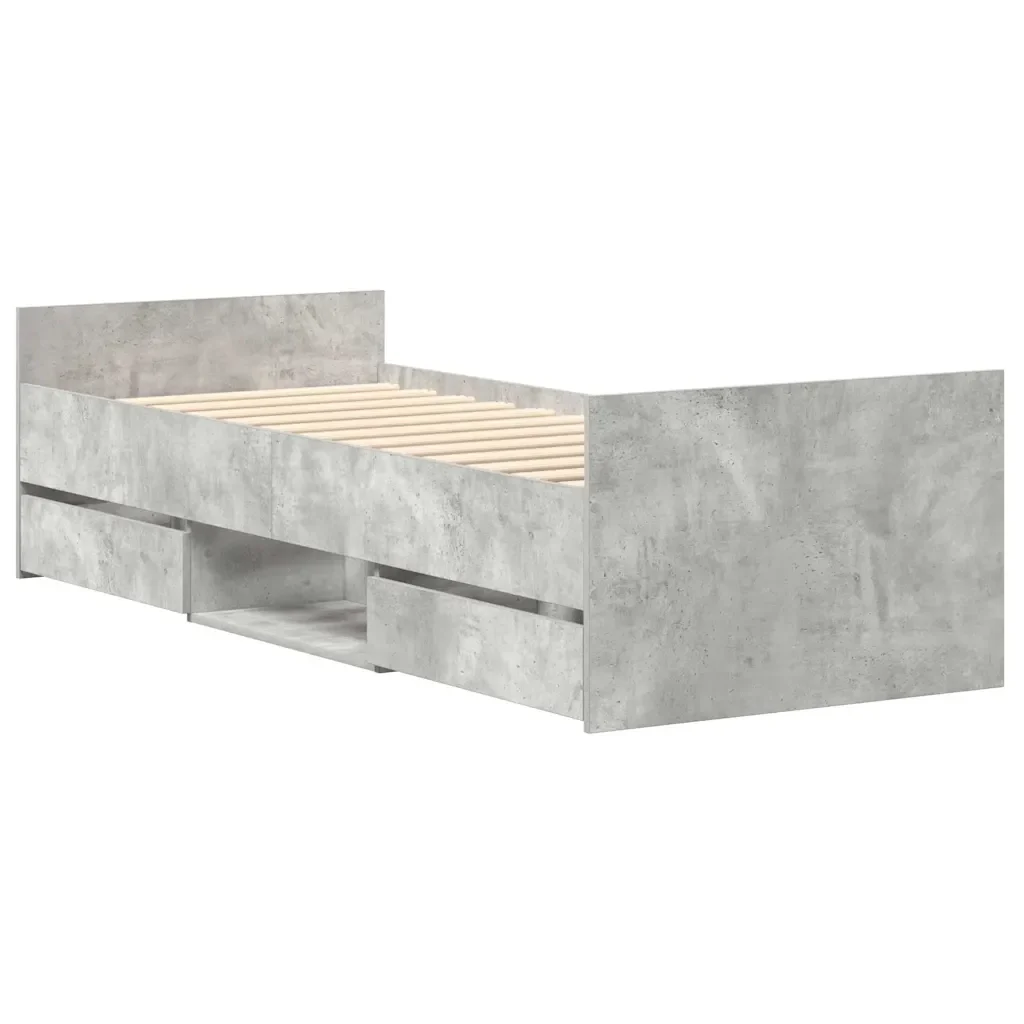 Letto singolo | Letto per adulti | Giroletto con Testiera e Pediera Grigio Cemento 90x200 cm - Image 8
