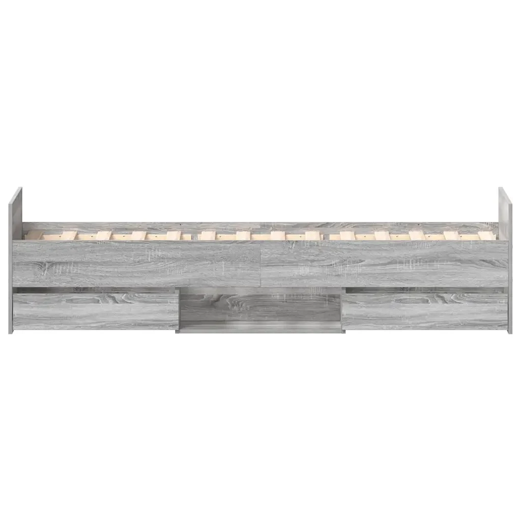 Letto singolo | Letto per adulti | Giroletto con Testiera e Pediera Grigio Sonoma 75x190 cm - Image 7