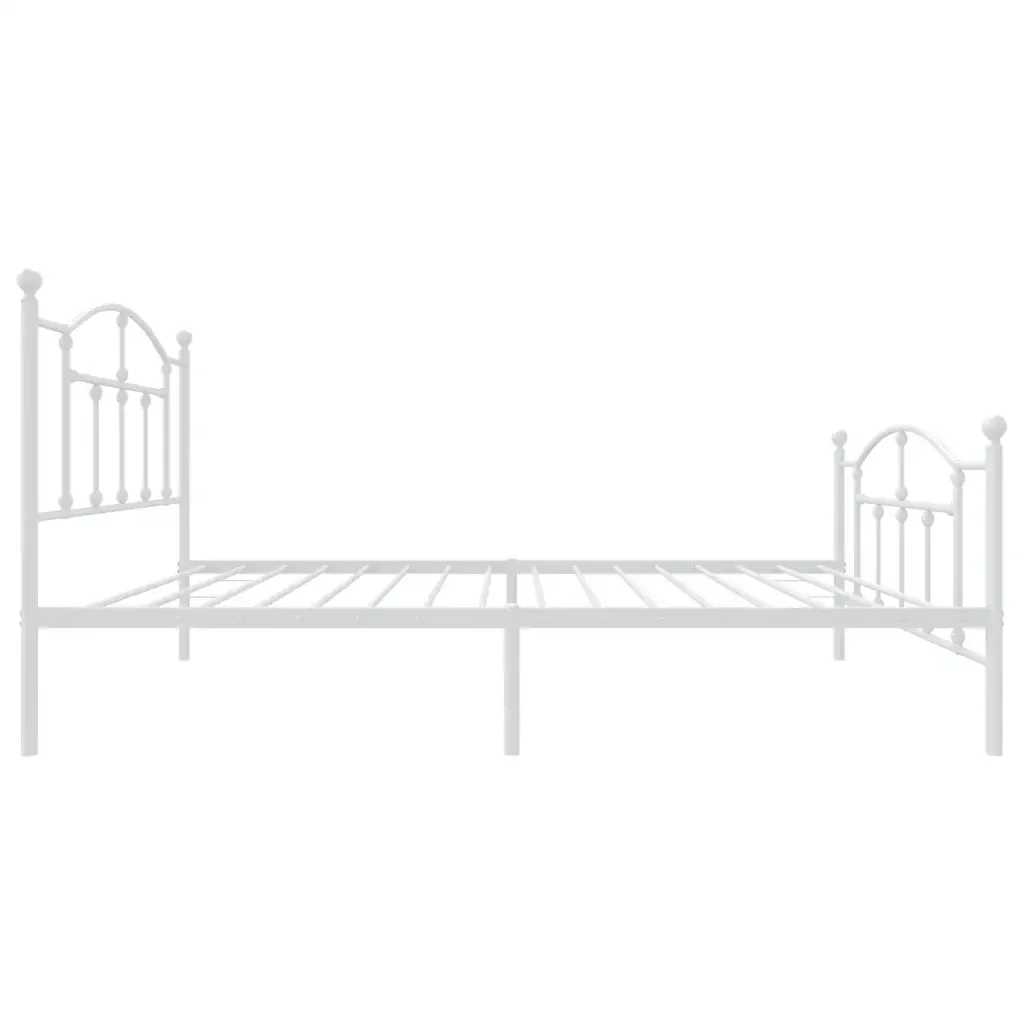 Letto singolo | Letto per adulti | Giroletto con Testiera e Pediera Metallo Bianco 100x190 cm - Image 7