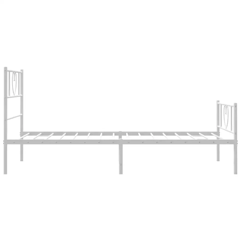 Letto singolo | Letto per adulti | Giroletto con Testiera e Pediera Metallo Bianco 100x190 cm - Image 7
