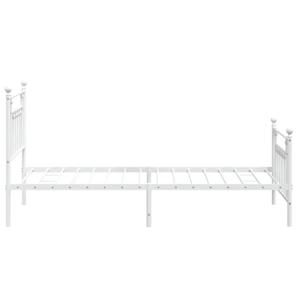 Letto singolo | Letto per adulti | Giroletto con Testiera e Pediera Metallo Bianco 100x190 cm - Image 7