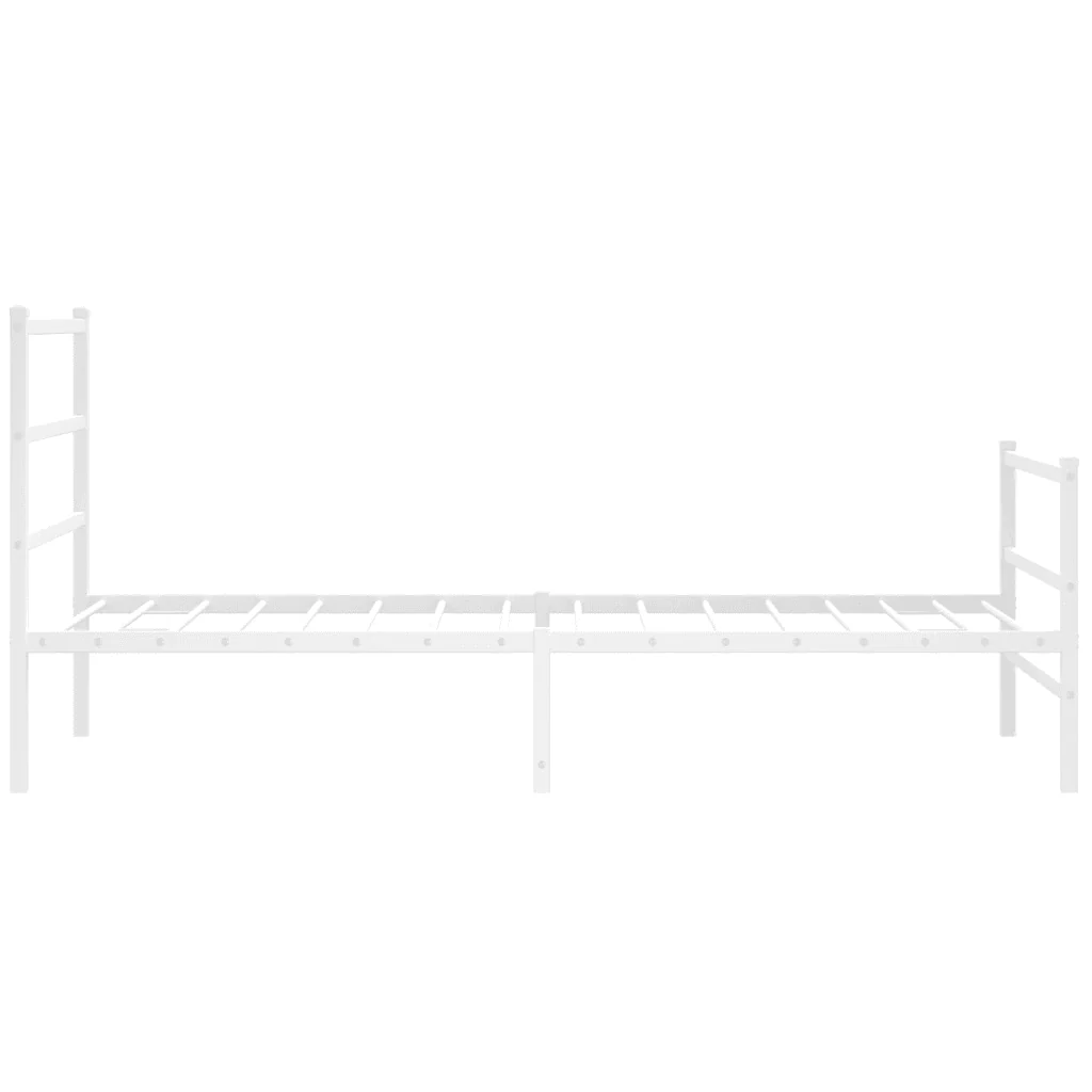 Letto singolo | Letto per adulti | Giroletto con Testiera e Pediera Metallo Bianco 100x190 cm - Image 6