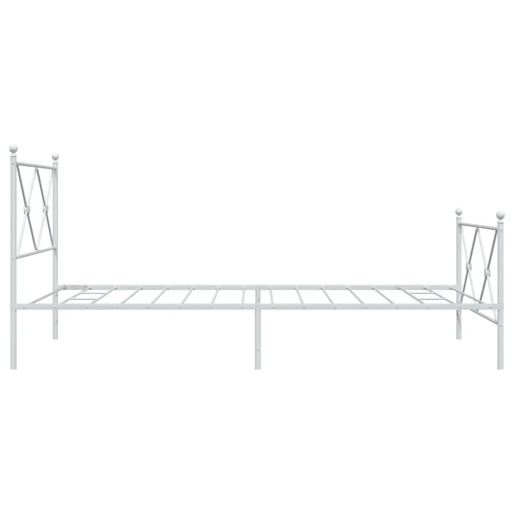 Letto singolo | Letto per adulti | Giroletto con Testiera e Pediera Metallo Bianco 100x190 cm - Image 5