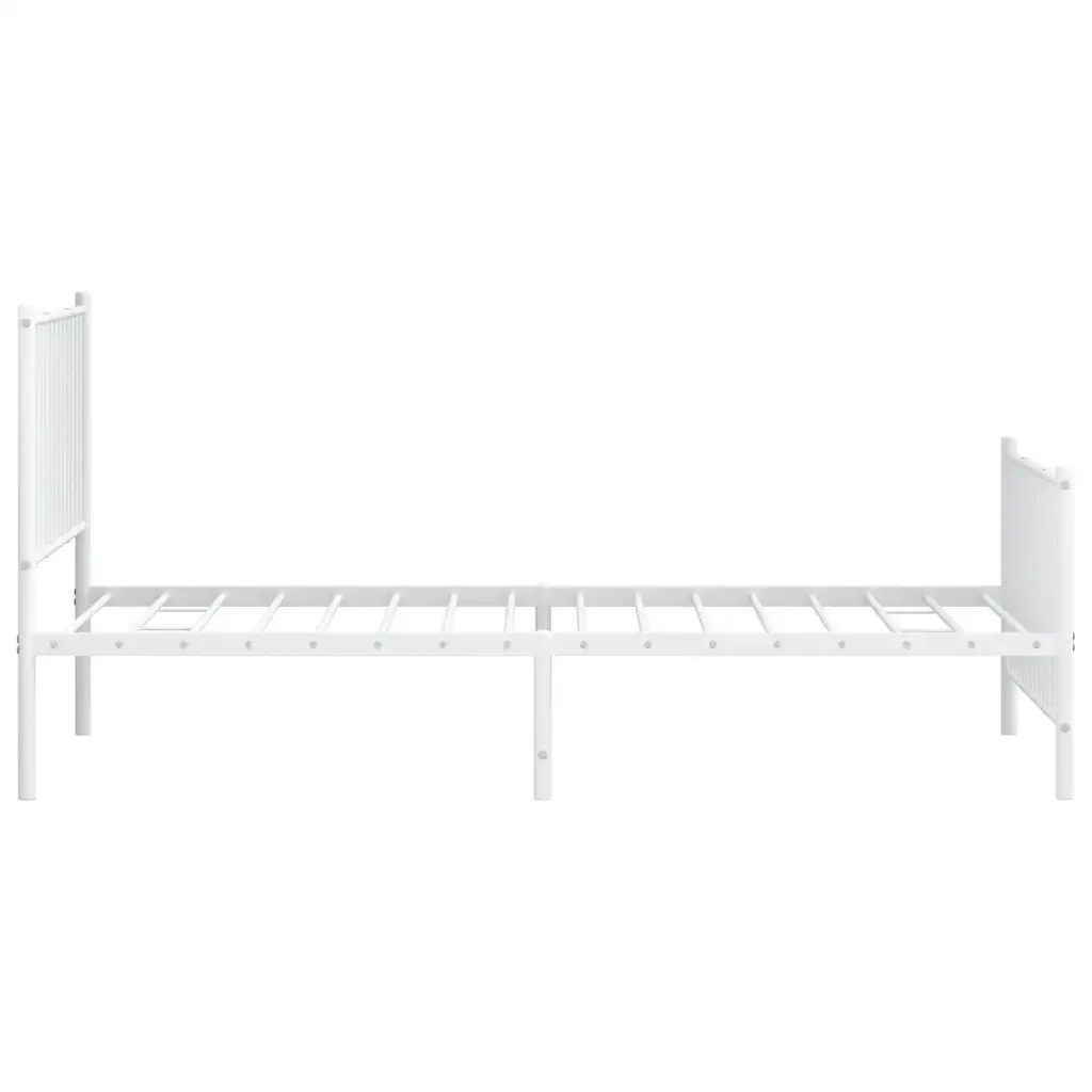 Letto singolo | Letto per adulti | Giroletto con Testiera e Pediera Metallo Bianco 100x190 cm - Image 7