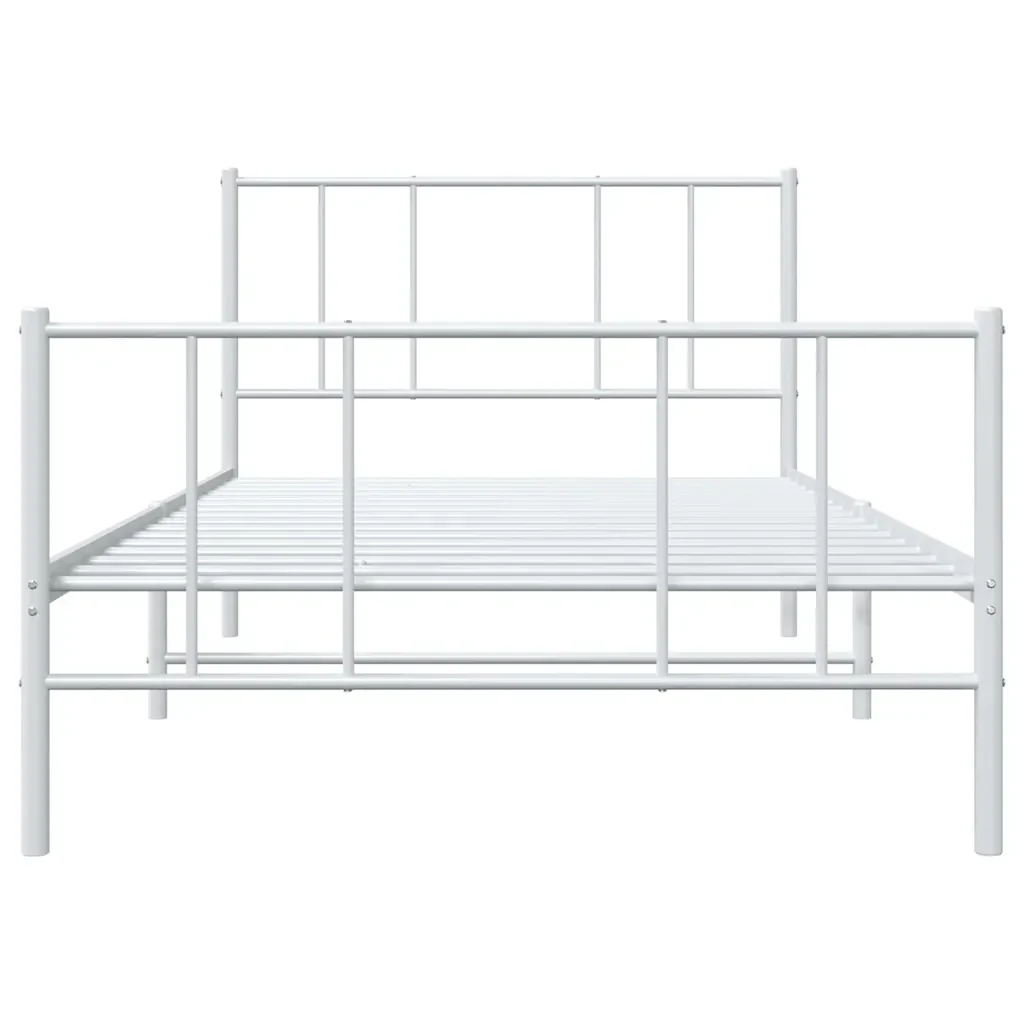 Letto singolo | Letto per adulti | Giroletto con Testiera e Pediera Metallo Bianco 100x200 cm - Image 6