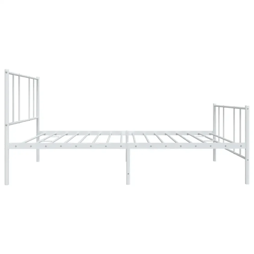 Letto singolo | Letto per adulti | Giroletto con Testiera e Pediera Metallo Bianco 100x200 cm - Image 7