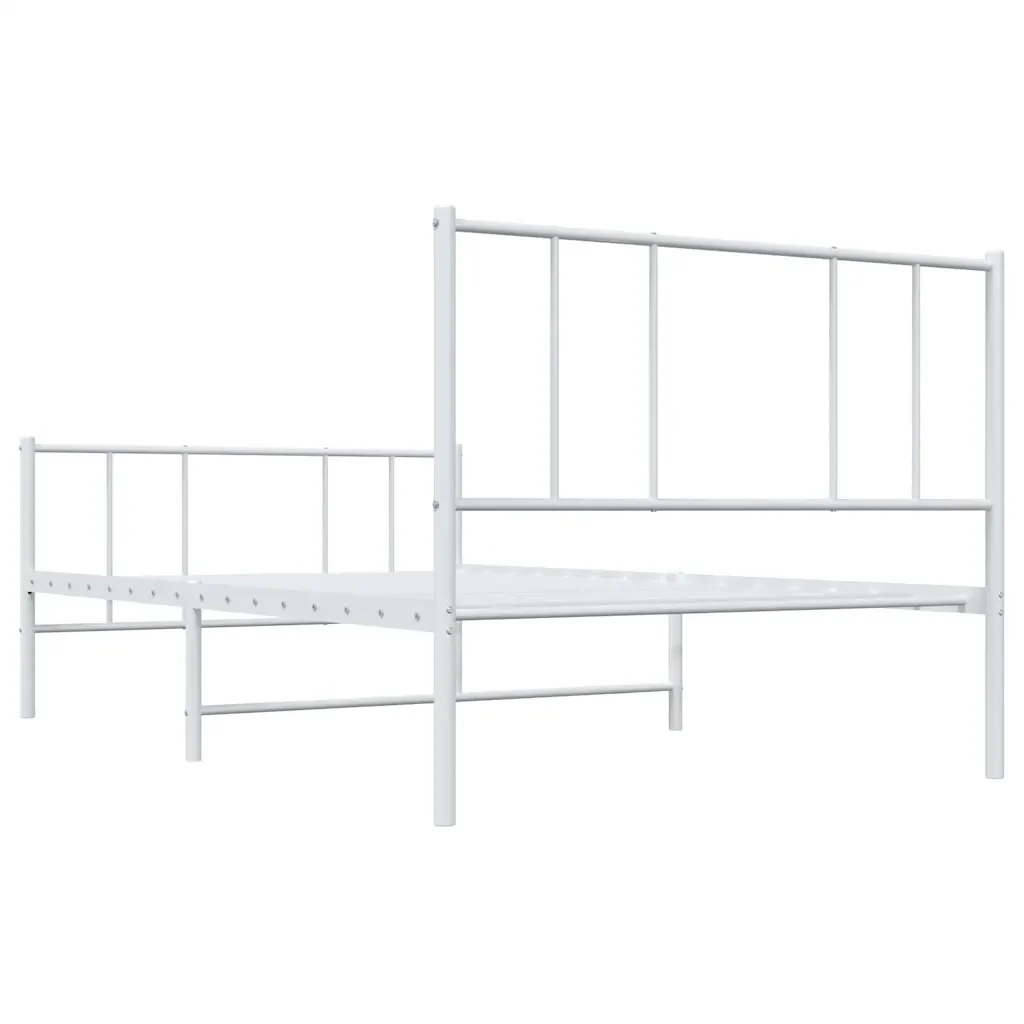 Letto singolo | Letto per adulti | Giroletto con Testiera e Pediera Metallo Bianco 100x200 cm - Image 8