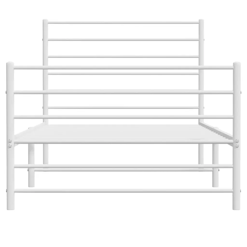Letto singolo | Letto per adulti | Giroletto con Testiera e Pediera Metallo Bianco 100x200 cm - Image 6