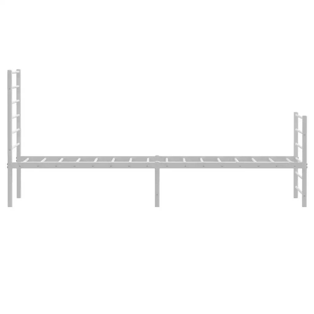 Letto singolo | Letto per adulti | Giroletto con Testiera e Pediera Metallo Bianco 100x200 cm - Image 7