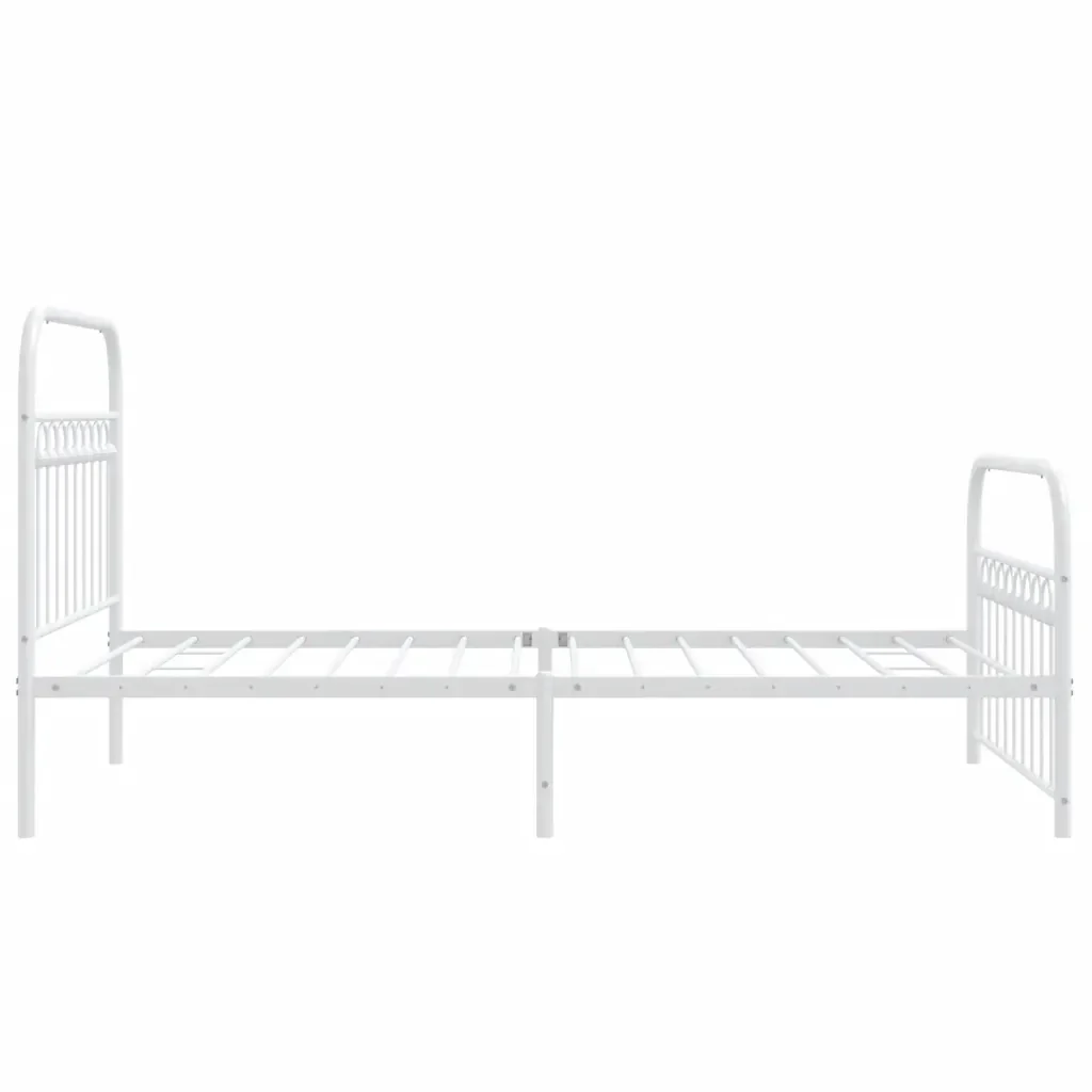 Letto singolo | Letto per adulti | Giroletto con Testiera e Pediera Metallo Bianco 100x200 cm - Image 5