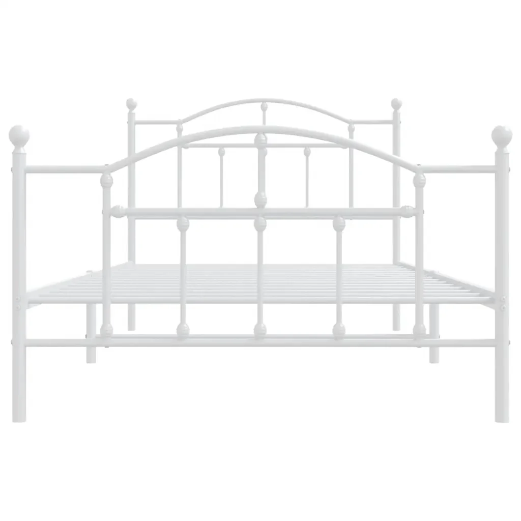 Letto singolo | Letto per adulti | Giroletto con Testiera e Pediera Metallo Bianco 100x200 cm - Image 6