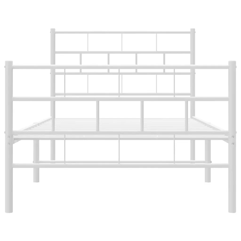 Letto singolo | Letto per adulti | Giroletto con Testiera e Pediera Metallo Bianco 100x200 cm - Image 6