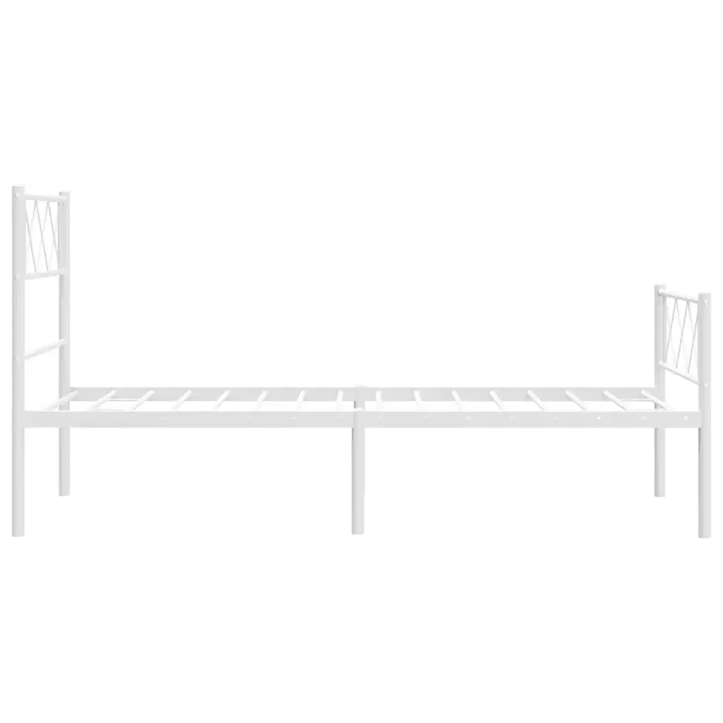 Letto singolo | Letto per adulti | Giroletto con Testiera e Pediera Metallo Bianco 100x200 cm - Image 7