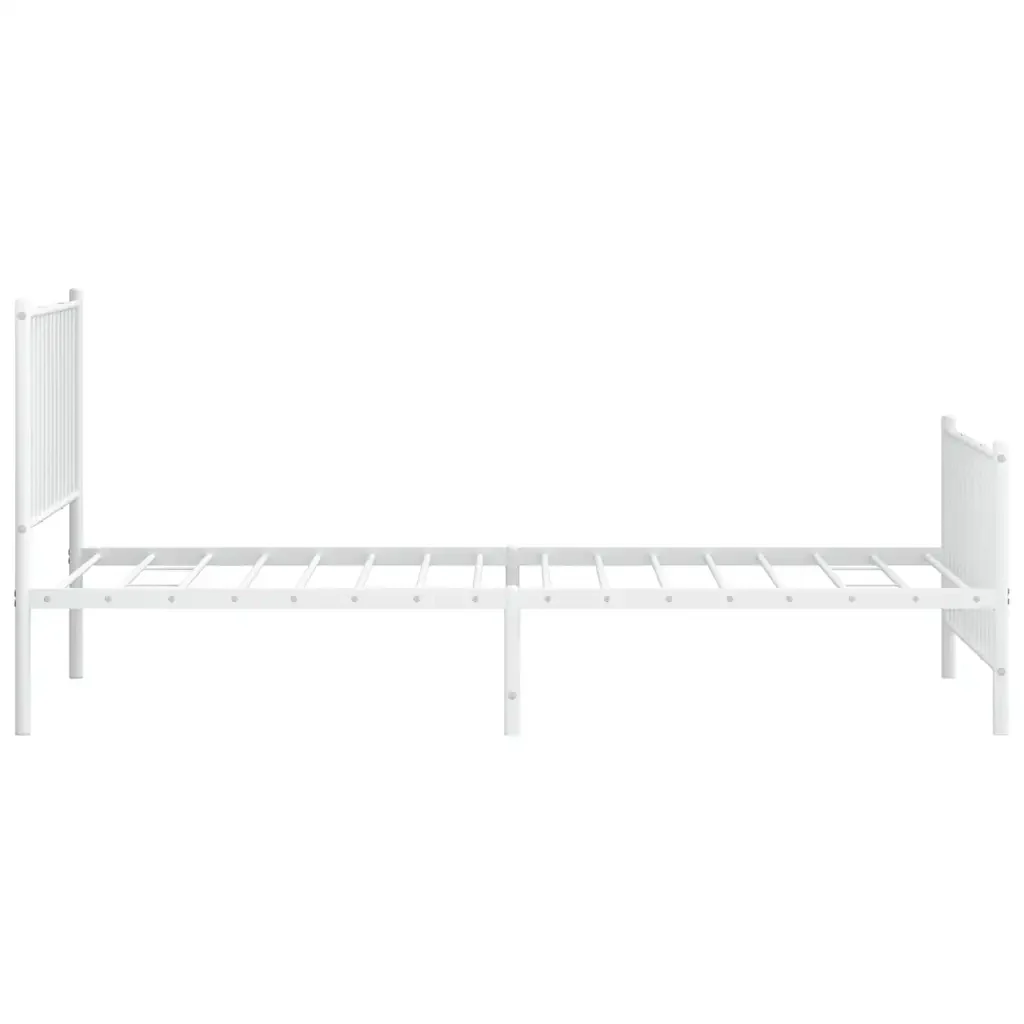 Letto singolo | Letto per adulti | Giroletto con Testiera e Pediera Metallo Bianco 100x200 cm - Image 7