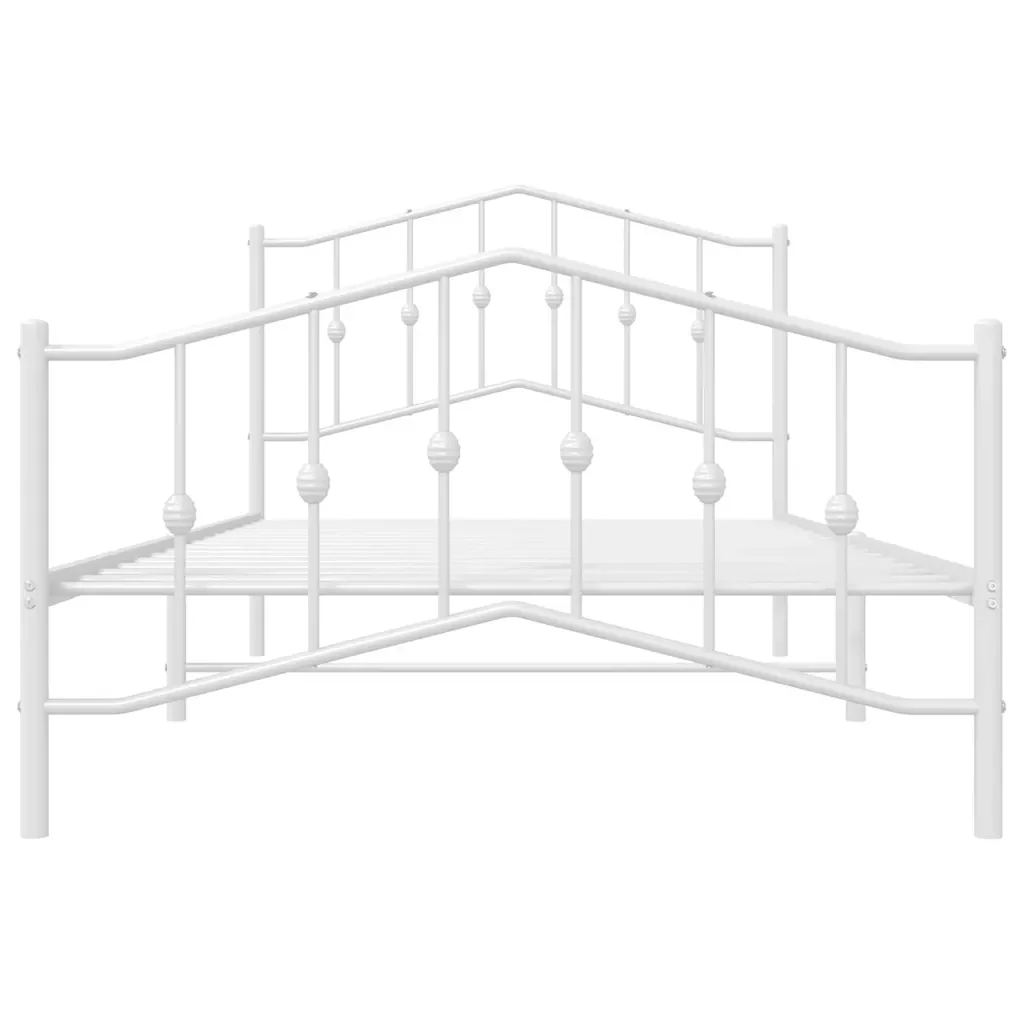 Letto singolo | Letto per adulti | Giroletto con Testiera e Pediera Metallo Bianco 100x200 cm - Image 6