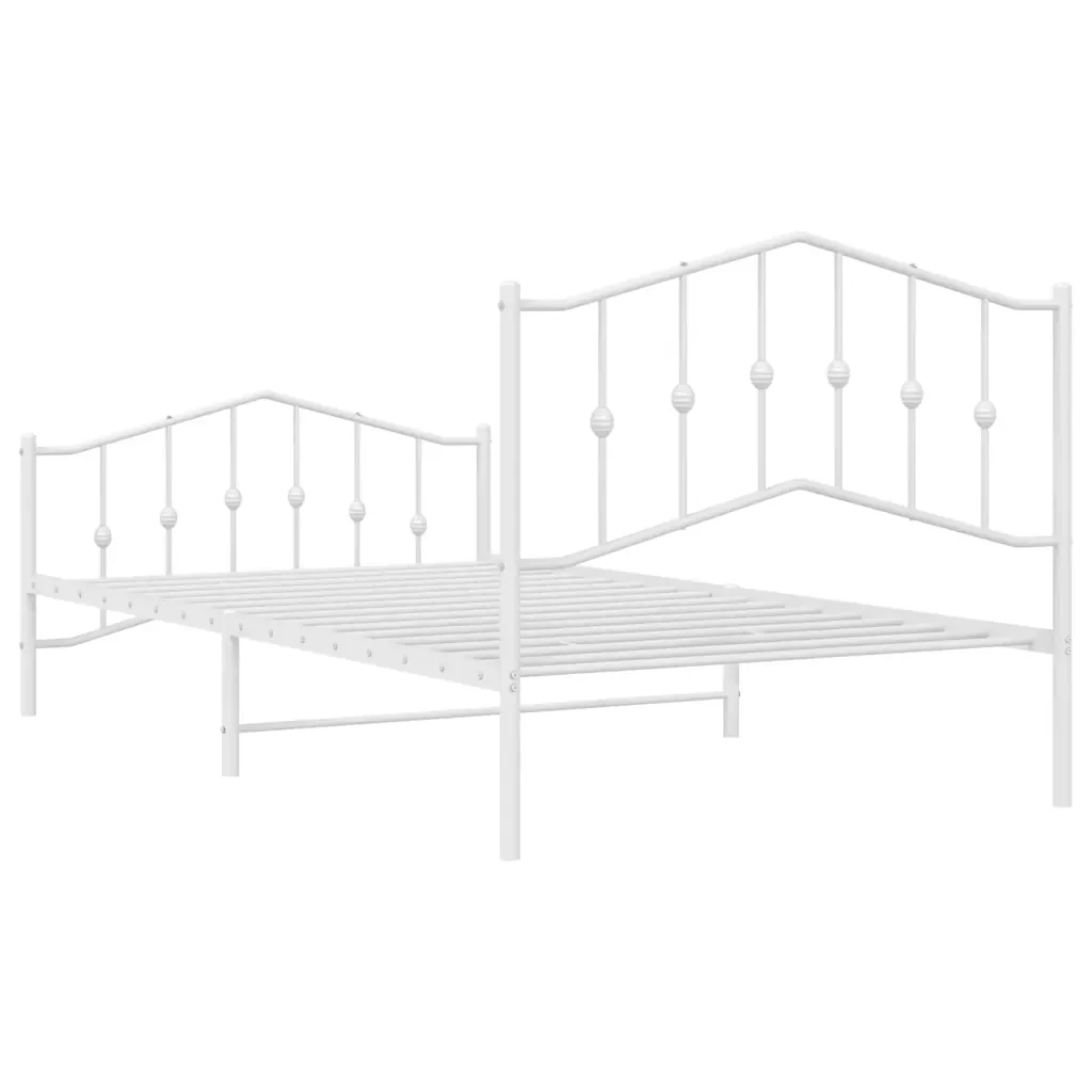 Letto singolo | Letto per adulti | Giroletto con Testiera e Pediera Metallo Bianco 100x200 cm - Image 8