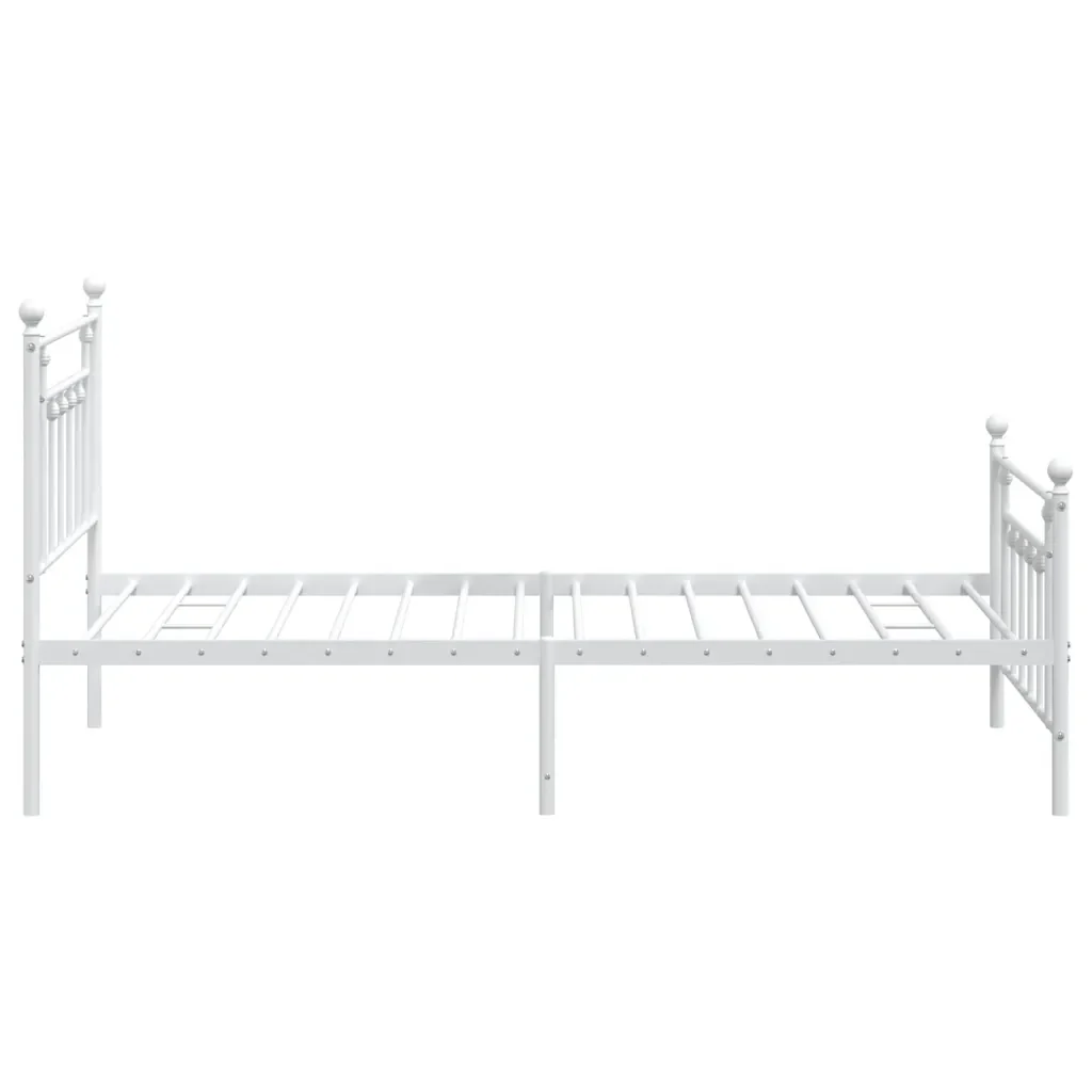 Letto singolo | Letto per adulti | Giroletto con Testiera e Pediera Metallo Bianco 107x203 cm - Image 7