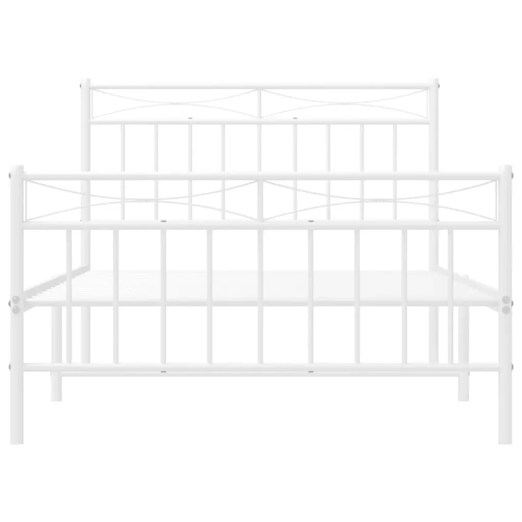 Letto singolo | Letto per adulti | Giroletto con Testiera e Pediera Metallo Bianco 107x203 cm - Image 5