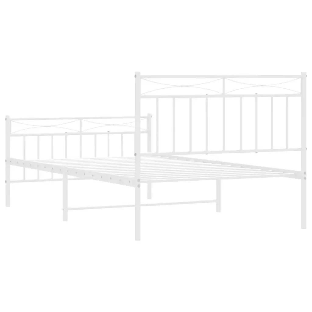 Letto singolo | Letto per adulti | Giroletto con Testiera e Pediera Metallo Bianco 107x203 cm - Image 7
