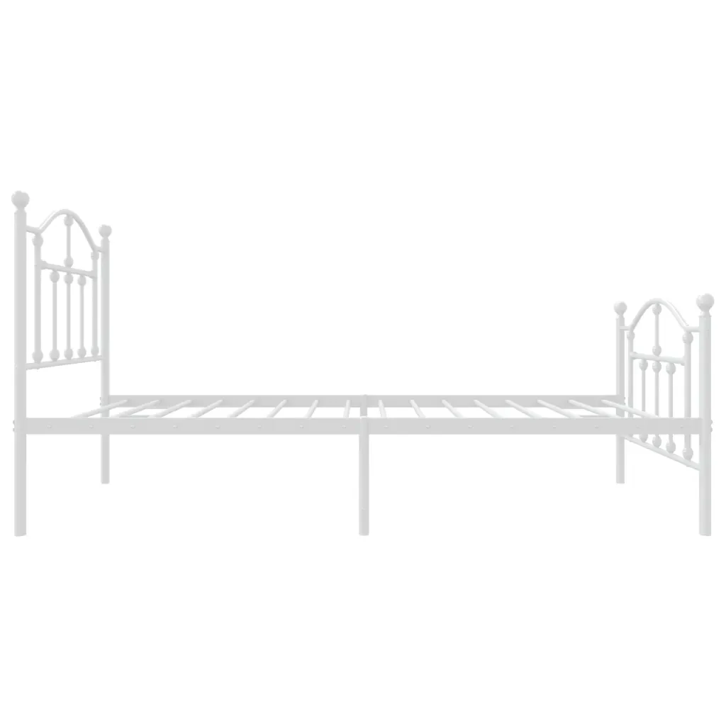 Letto singolo | Letto per adulti | Giroletto con Testiera e Pediera Metallo Bianco 75x190 cm - Image 6