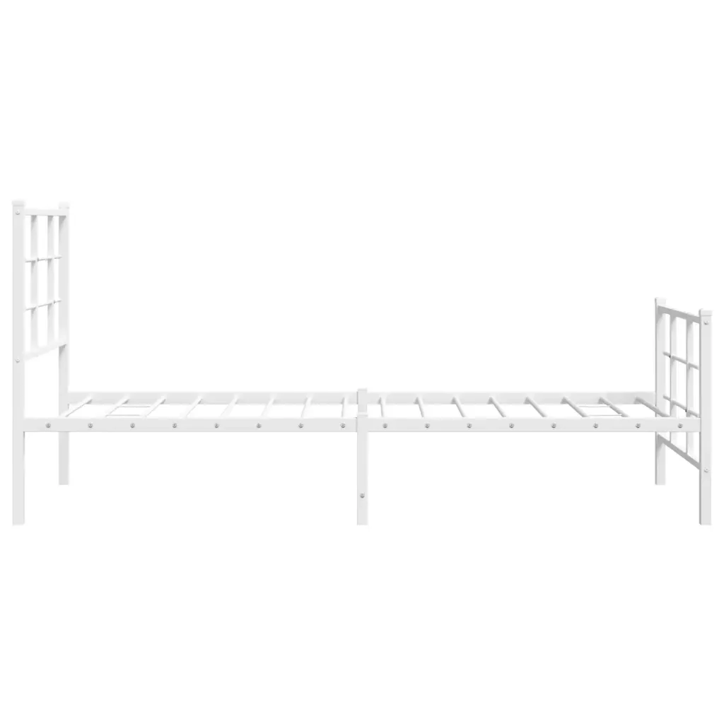 Letto singolo | Letto per adulti | Giroletto con Testiera e Pediera Metallo Bianco 75x190 cm - Image 6