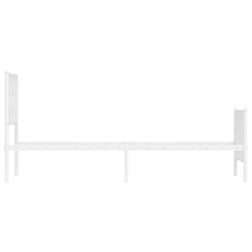 Letto singolo | Letto per adulti | Giroletto con Testiera e Pediera Metallo Bianco 75x190 cm - Image 6