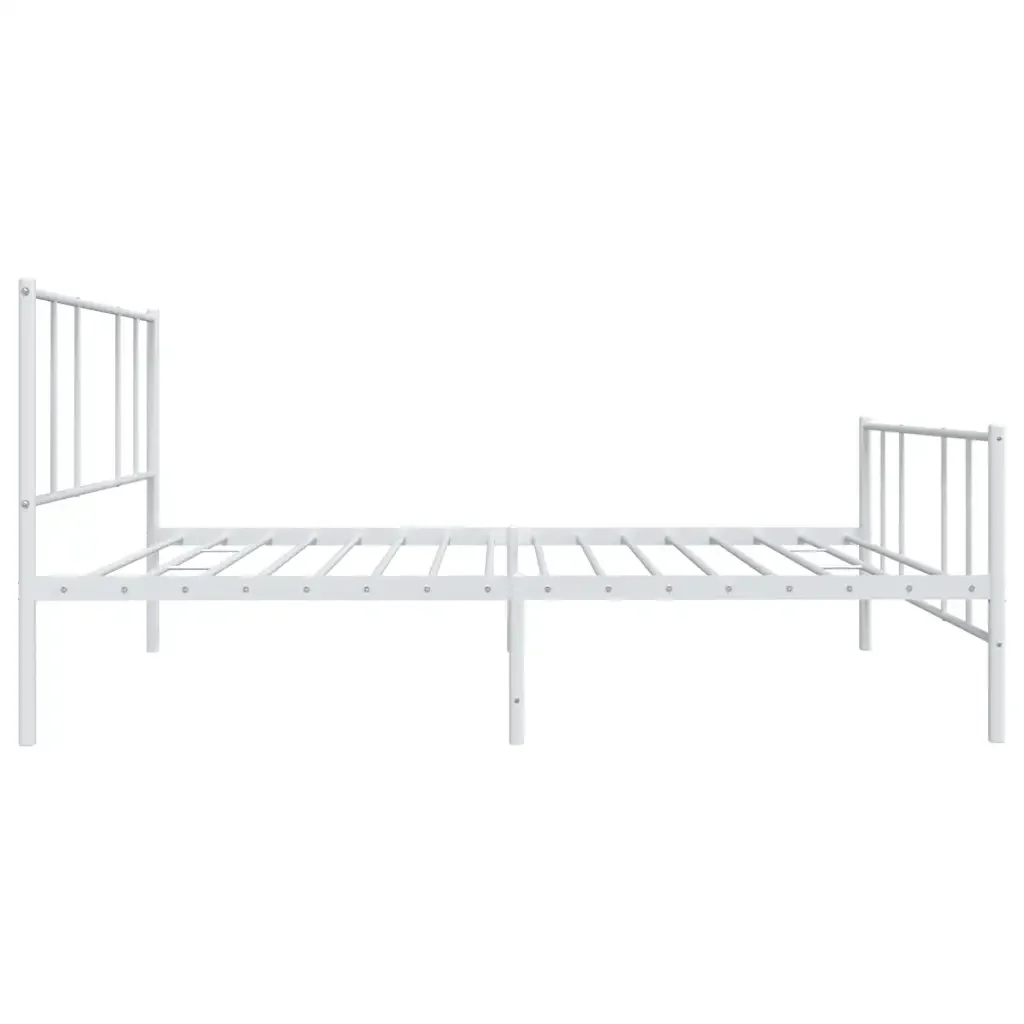 Letto singolo | Letto per adulti | Giroletto con Testiera e Pediera Metallo Bianco 75x190 cm - Image 7