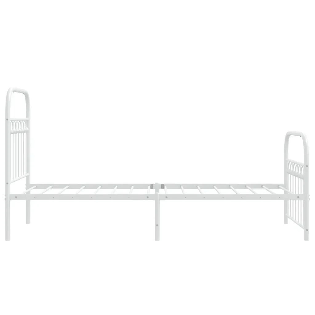 Letto singolo | Letto per adulti | Giroletto con Testiera e Pediera Metallo Bianco 75x190 cm - Image 5