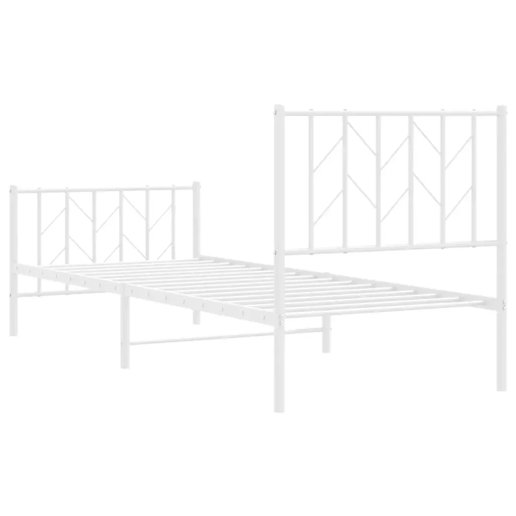 Letto singolo | Letto per adulti | Giroletto con Testiera e Pediera Metallo Bianco 80x200 cm - Image 6