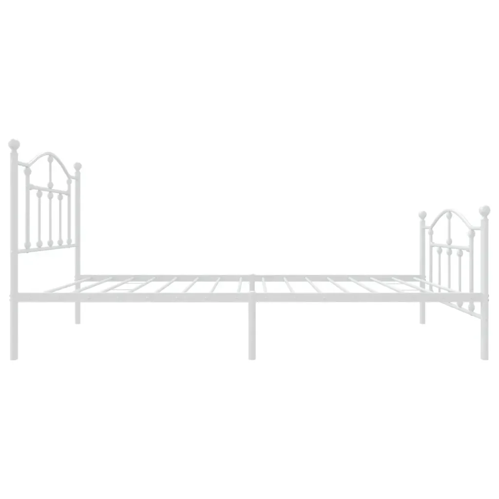 Letto singolo | Letto per adulti | Giroletto con Testiera e Pediera Metallo Bianco 80x200 cm - Image 6