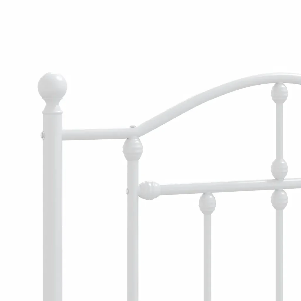 Letto singolo | Letto per adulti | Giroletto con Testiera e Pediera Metallo Bianco 80x200 cm - Image 8