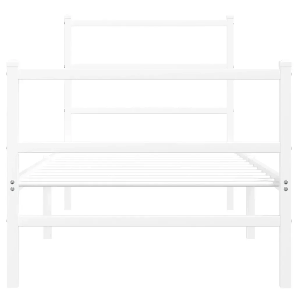 Letto singolo | Letto per adulti | Giroletto con Testiera e Pediera Metallo Bianco 80x200 cm - Image 5