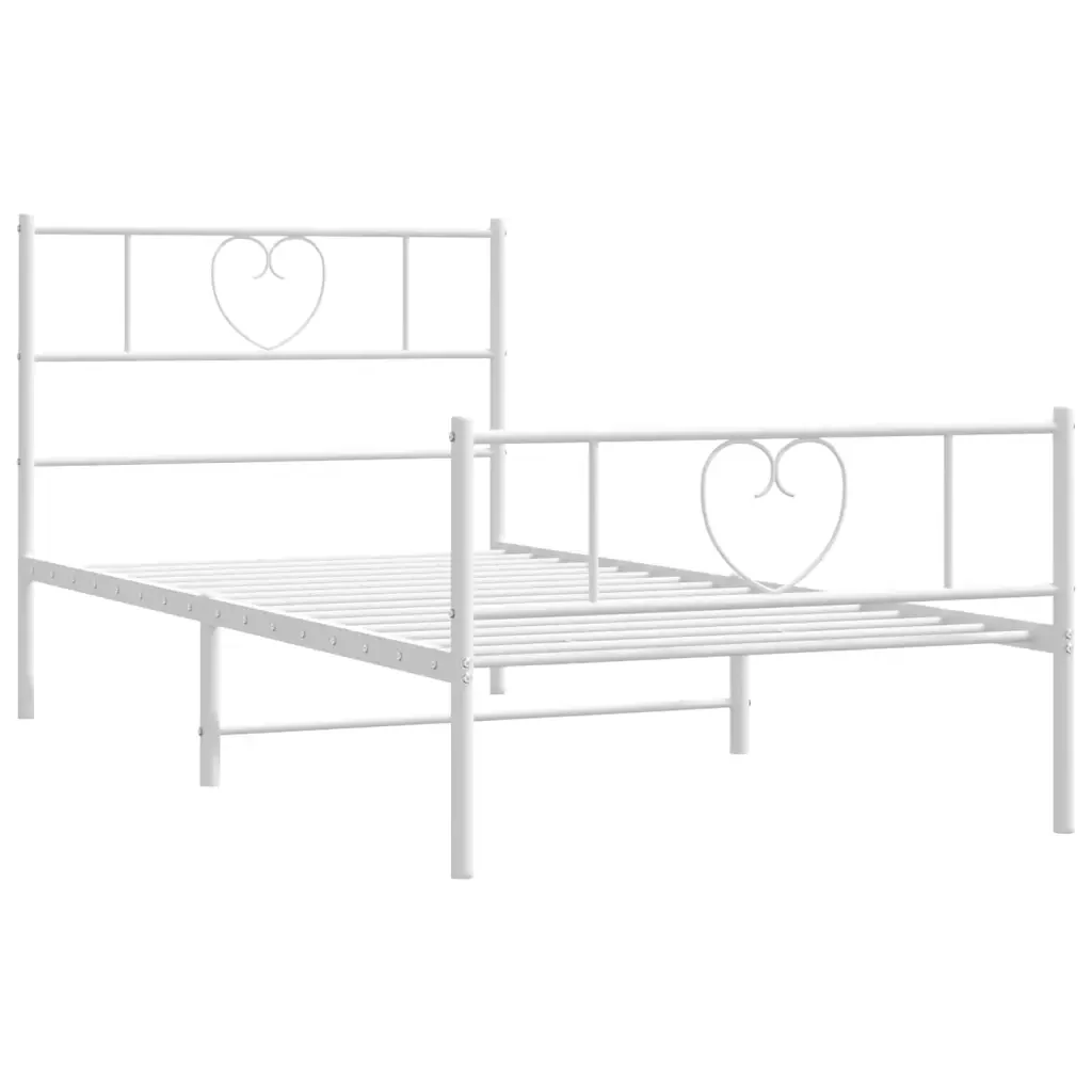 Letto singolo | Letto per adulti | Giroletto con Testiera e Pediera Metallo Bianco 80x200 cm - Image 5