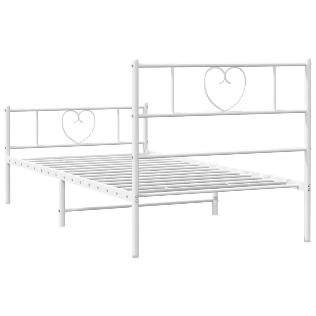 Letto singolo | Letto per adulti | Giroletto con Testiera e Pediera Metallo Bianco 80x200 cm - Image 7