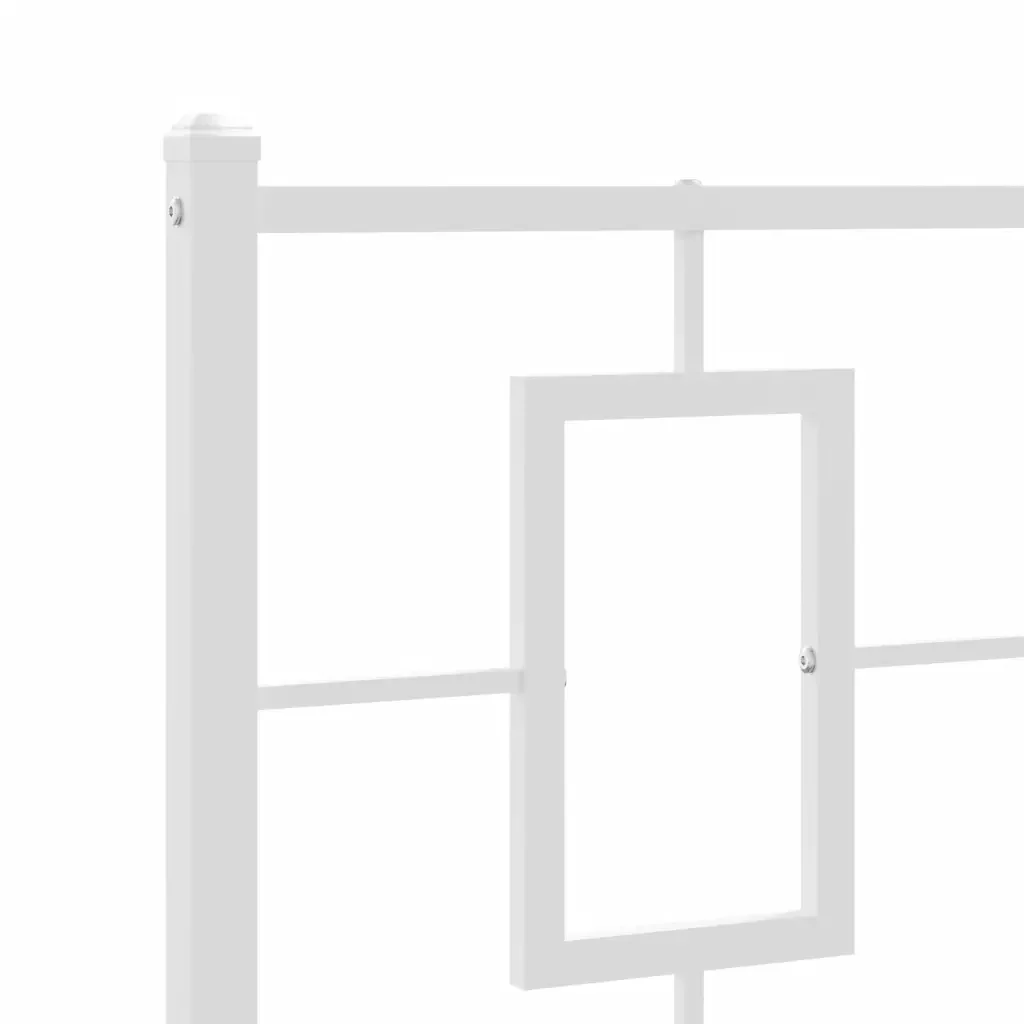 Letto singolo | Letto per adulti | Giroletto con Testiera e Pediera Metallo Bianco 80x200 cm - Image 8