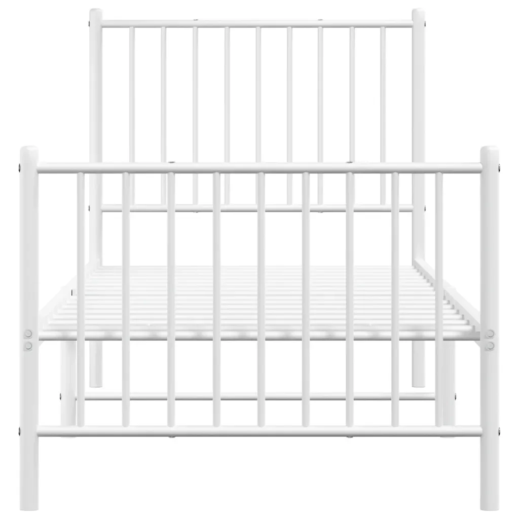Letto singolo | Letto per adulti | Giroletto con Testiera e Pediera Metallo Bianco 80x200 cm - Image 5