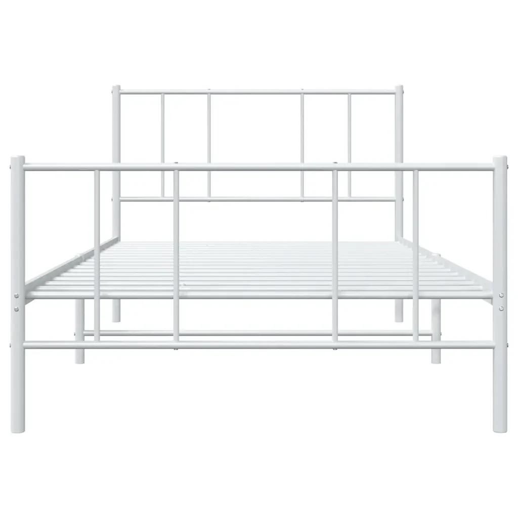 Letto singolo | Letto per adulti | Giroletto con Testiera e Pediera Metallo Bianco 80x200 cm - Image 6