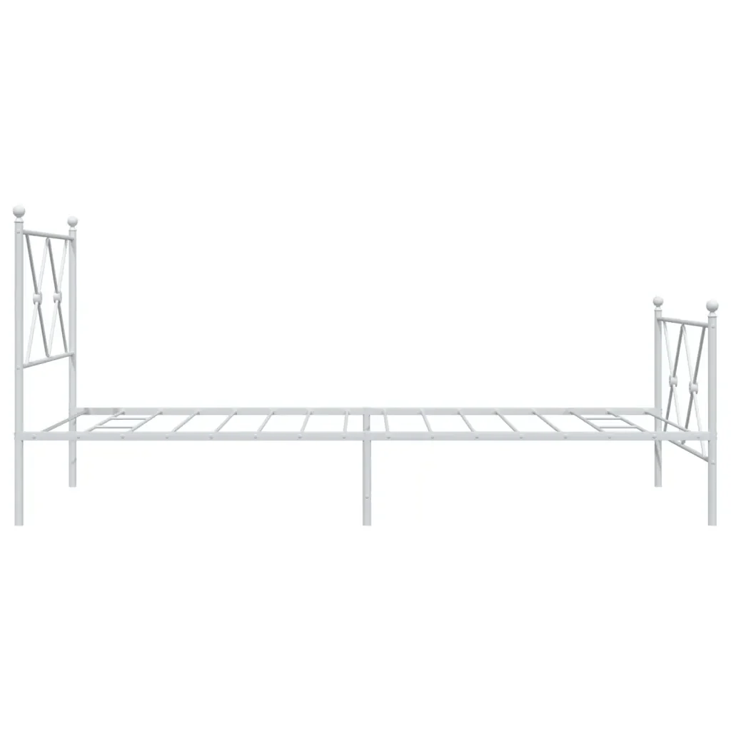 Letto singolo | Letto per adulti | Giroletto con Testiera e Pediera Metallo Bianco 90x190 cm - Image 5