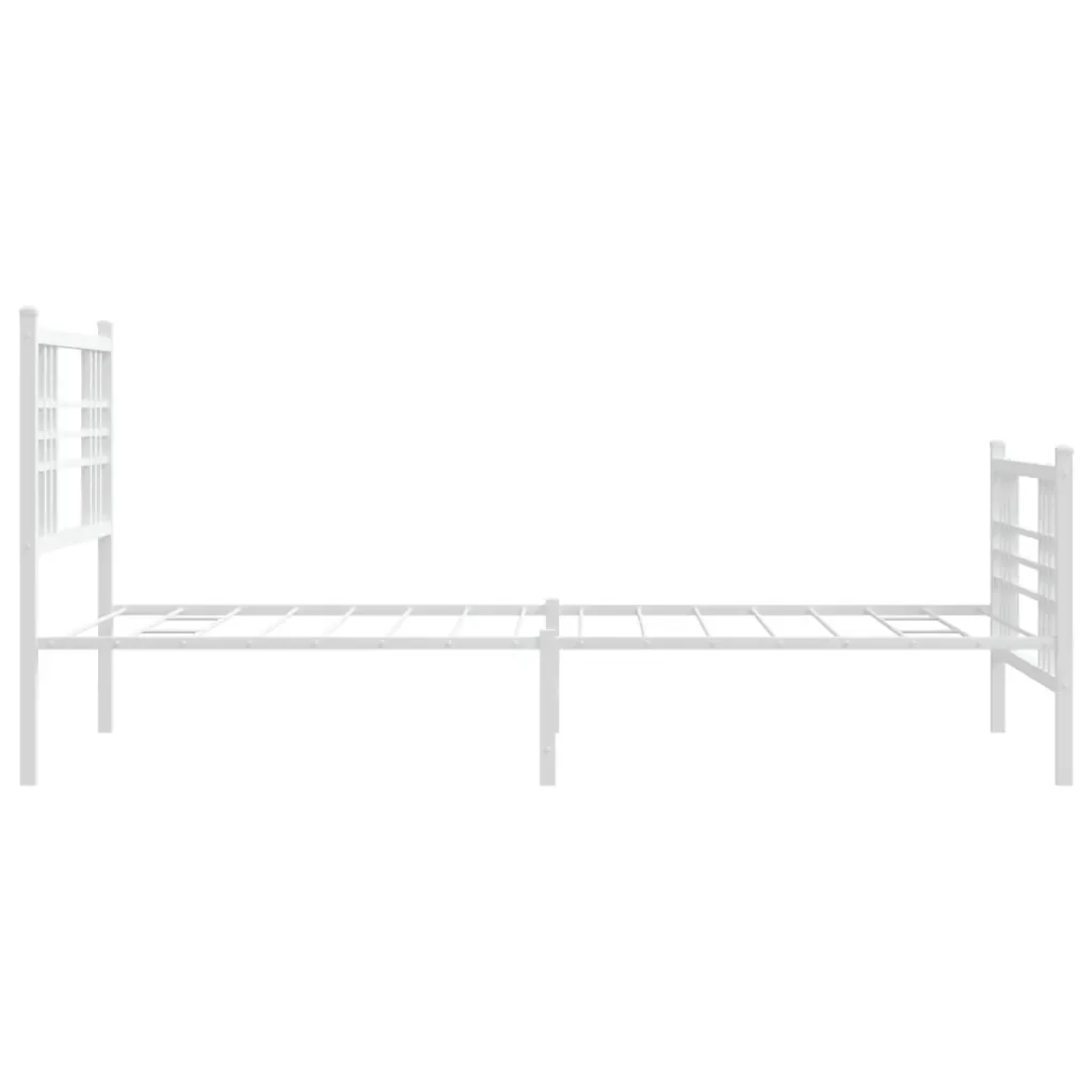 Letto singolo | Letto per adulti | Giroletto con Testiera e Pediera Metallo Bianco 90x190 cm - Image 5