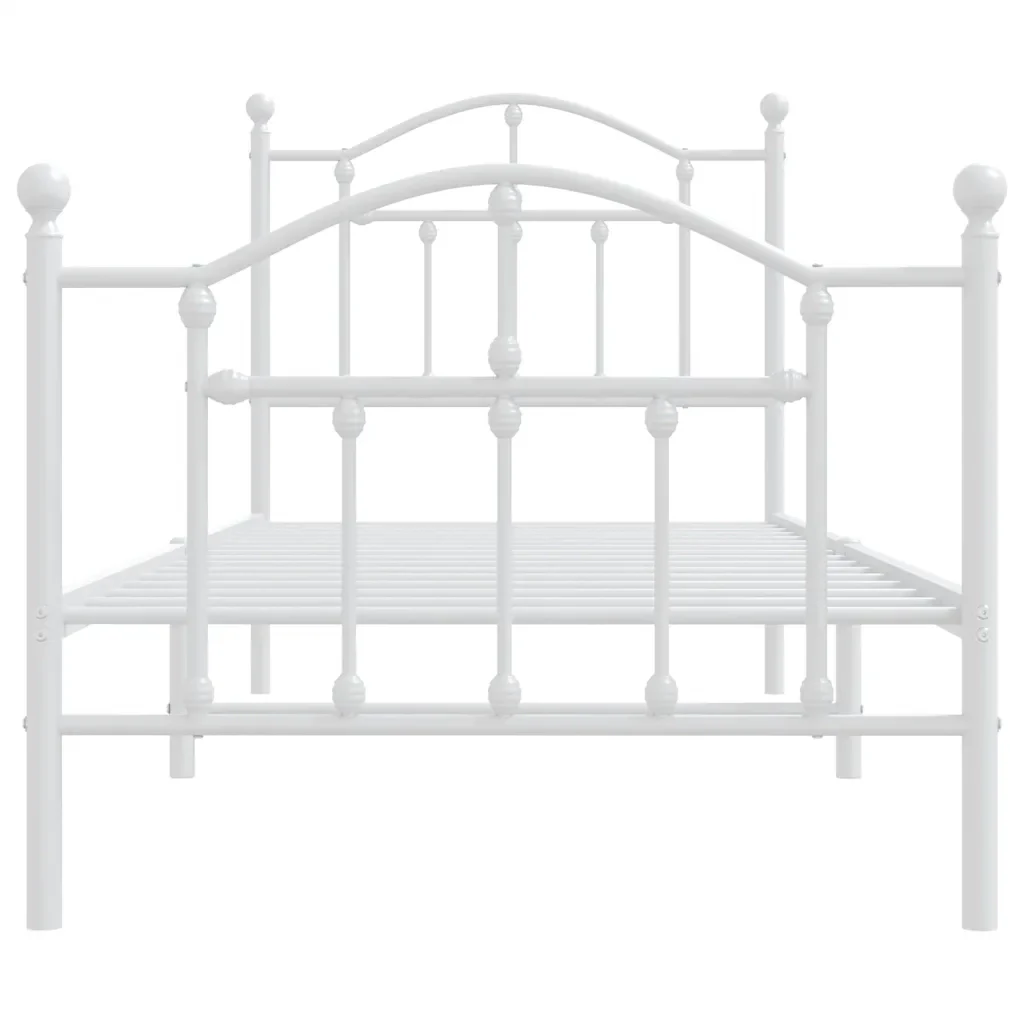 Letto singolo | Letto per adulti | Giroletto con Testiera e Pediera Metallo Bianco 90x190 cm - Image 5