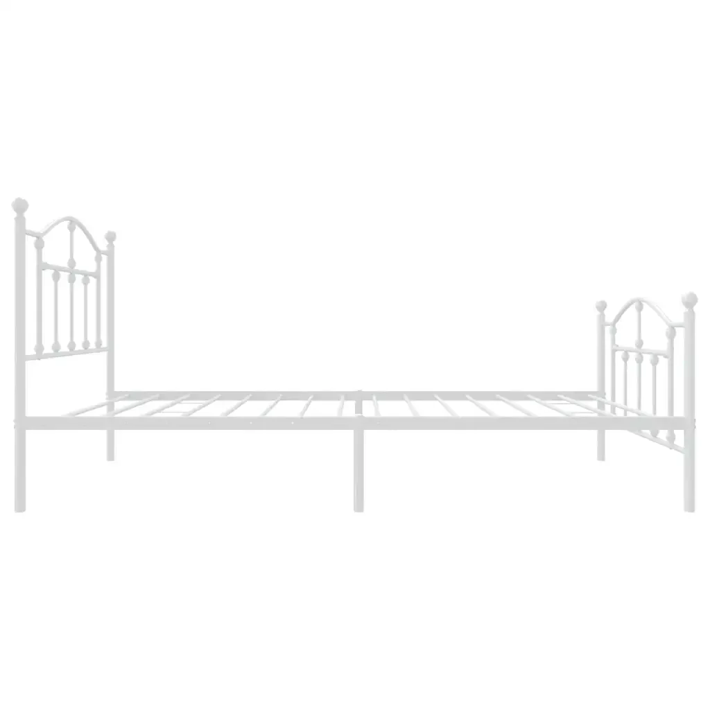 Letto singolo | Letto per adulti | Giroletto con Testiera e Pediera Metallo Bianco 90x190 cm - Image 6