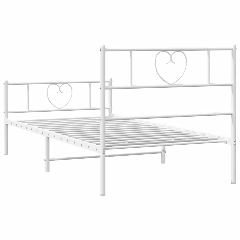 Letto singolo | Letto per adulti | Giroletto con Testiera e Pediera Metallo Bianco 90x190 cm - Image 7
