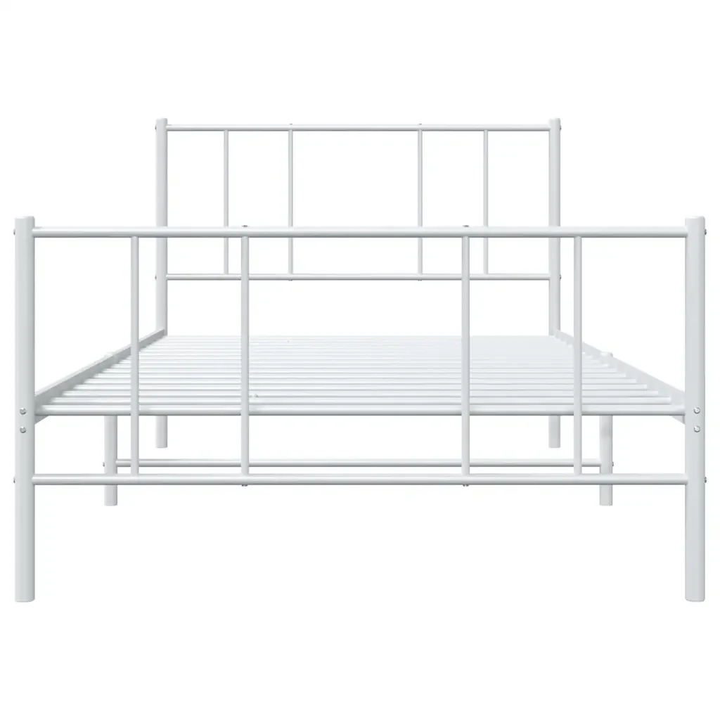 Letto singolo | Letto per adulti | Giroletto con Testiera e Pediera Metallo Bianco 90x200 cm - Image 6
