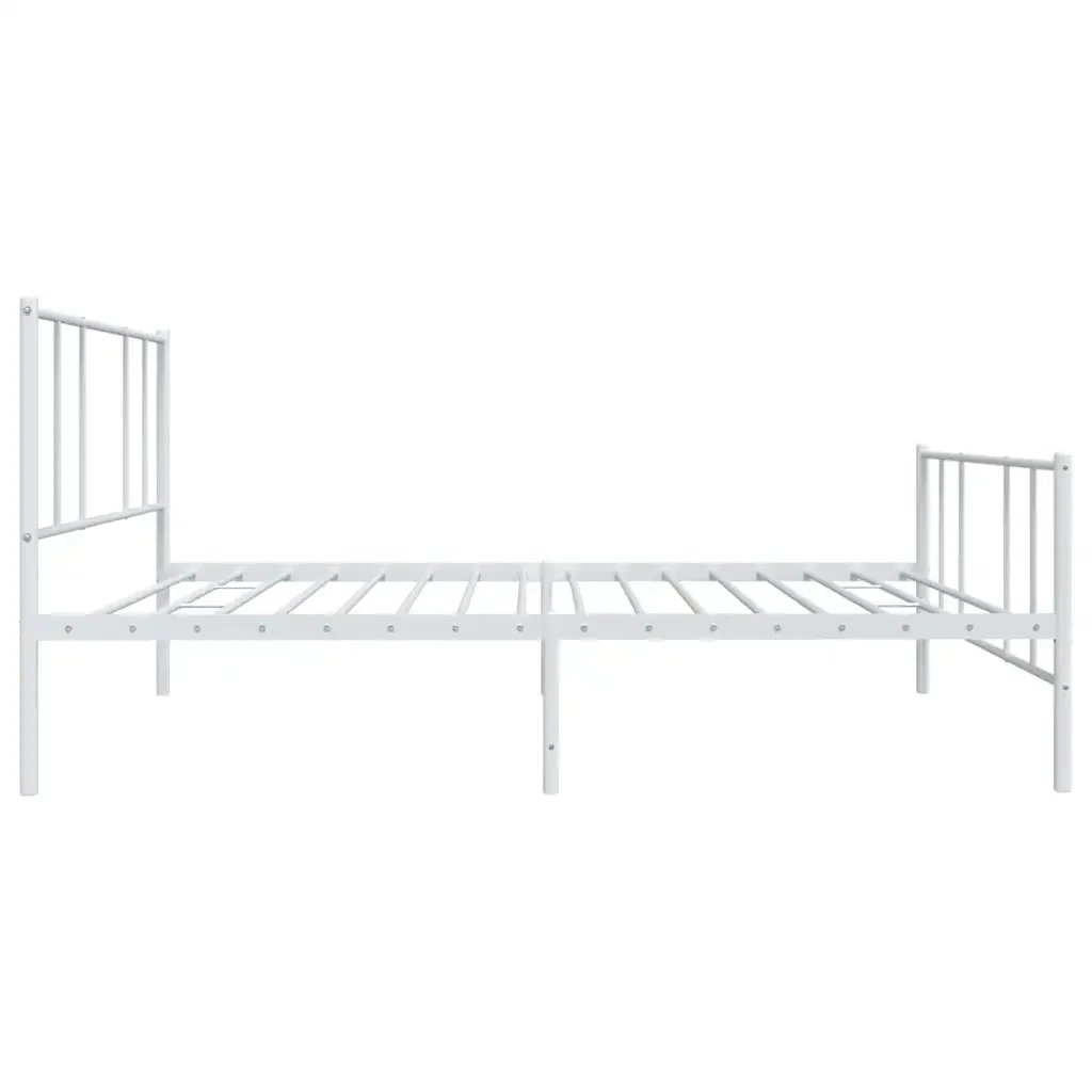 Letto singolo | Letto per adulti | Giroletto con Testiera e Pediera Metallo Bianco 90x200 cm - Image 7