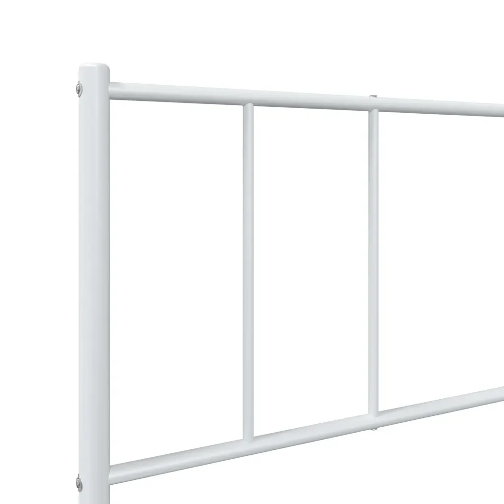 Letto singolo | Letto per adulti | Giroletto con Testiera e Pediera Metallo Bianco 90x200 cm - Image 9
