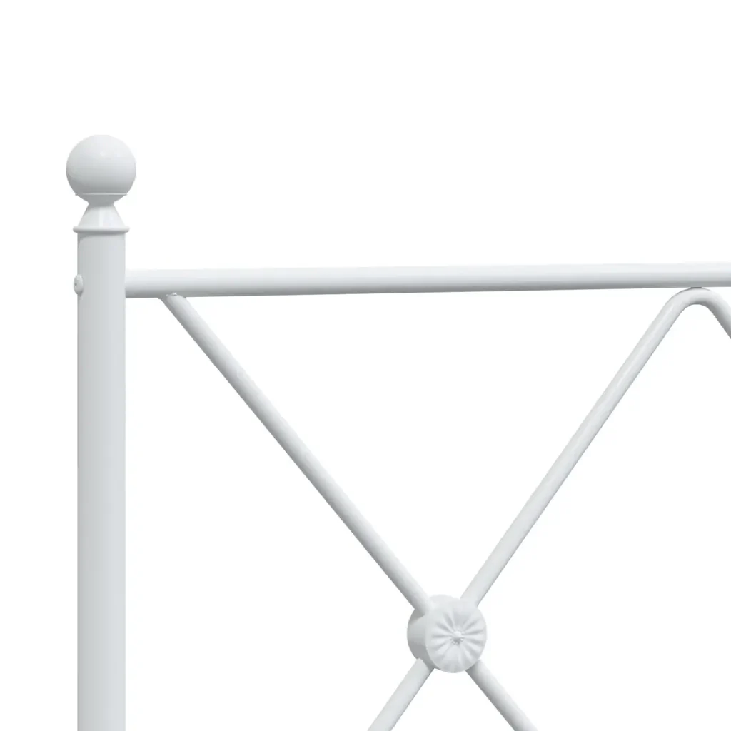 Letto singolo | Letto per adulti | Giroletto con Testiera e Pediera Metallo Bianco 90x200 cm - Image 7