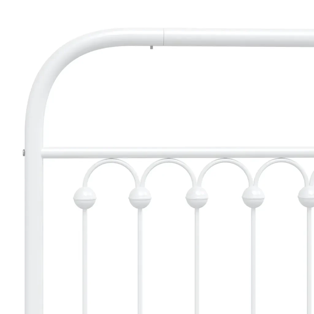 Letto singolo | Letto per adulti | Giroletto con Testiera e Pediera Metallo Bianco 90x200 cm - Image 7