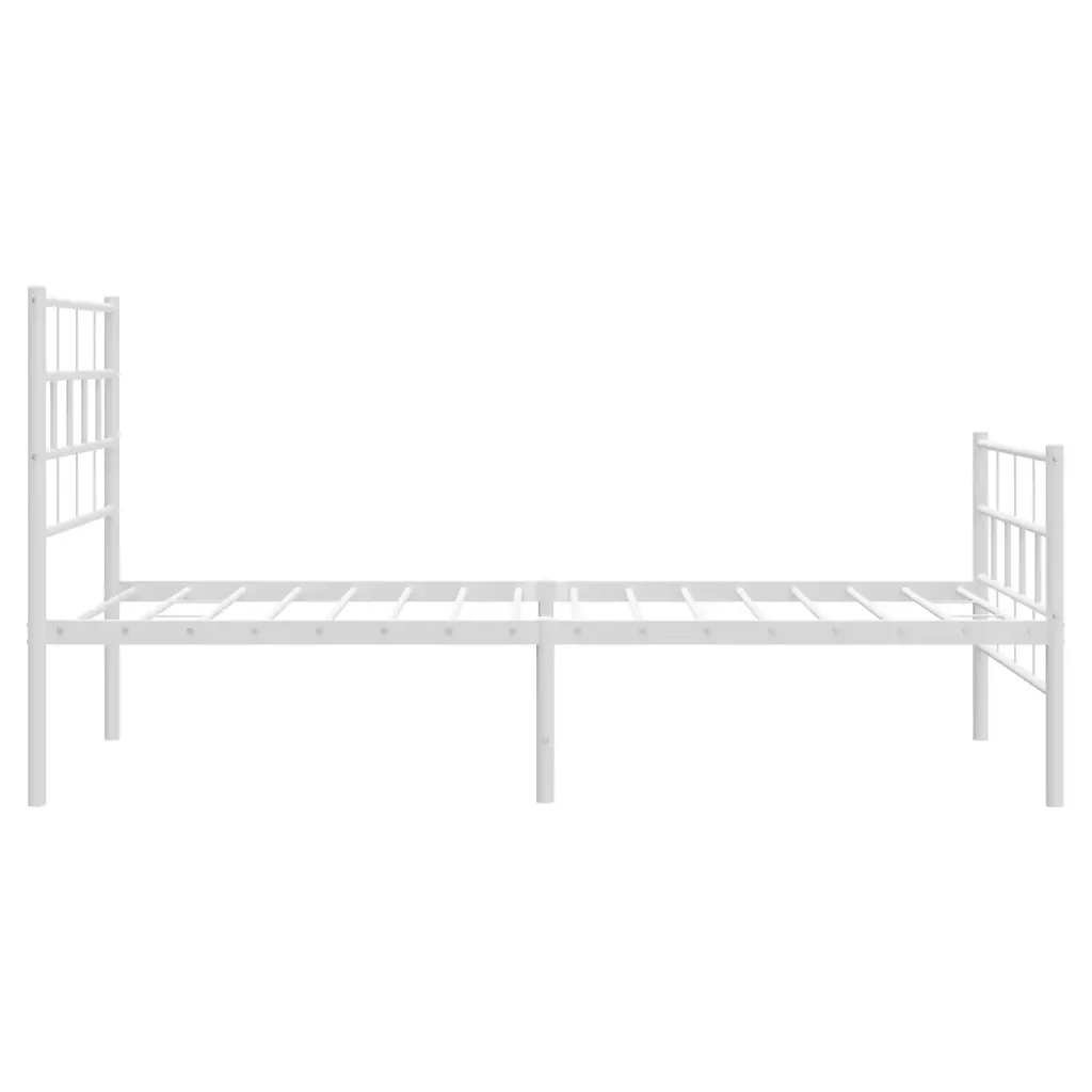 Letto singolo | Letto per adulti | Giroletto con Testiera e Pediera Metallo Bianco 90x200 cm - Image 6